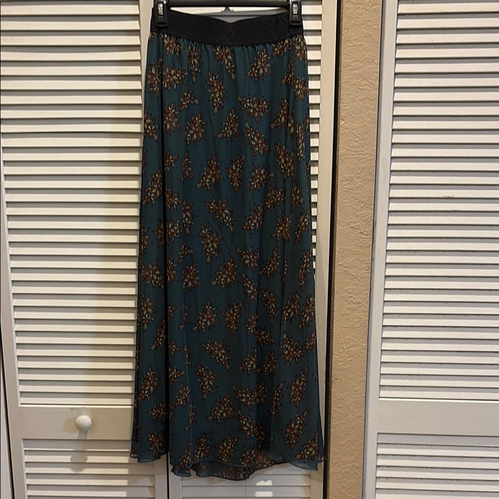 LuLaRoe A-Line Skirt - Teal and Brown Floral